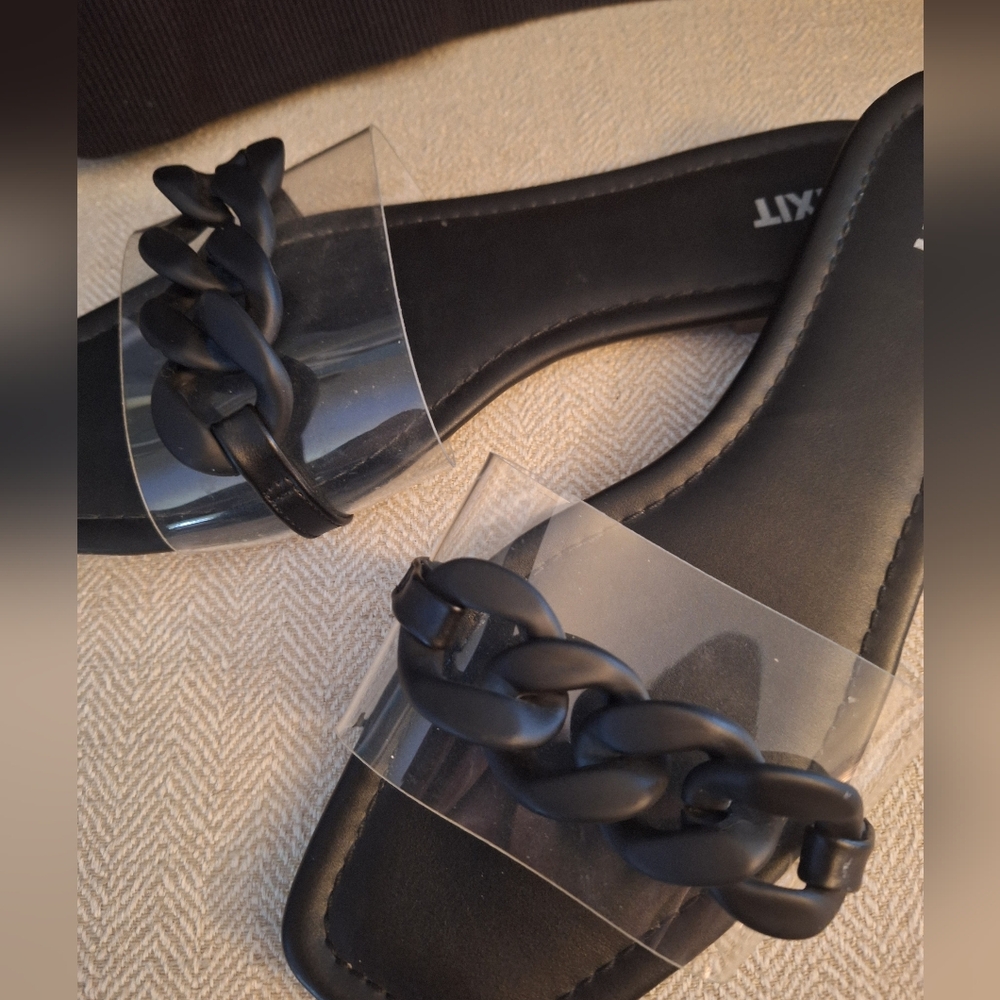 Mixit Black/ Clear Slip On Sandels Size 9